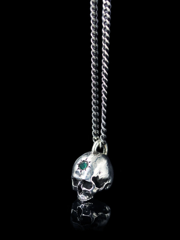 Skull Pendant with Emerald