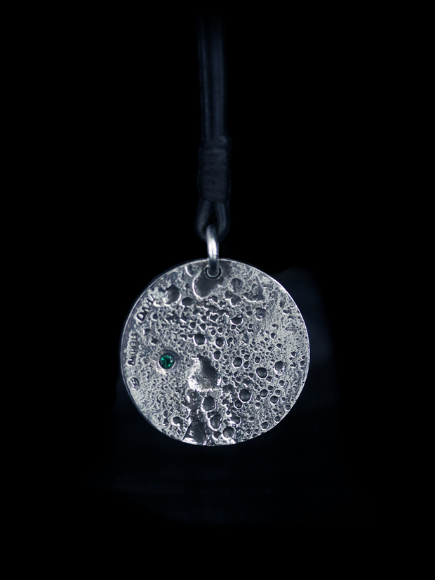 Moon Pendant with Emerald