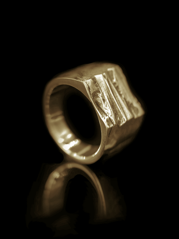 Square Textured Signet Ring