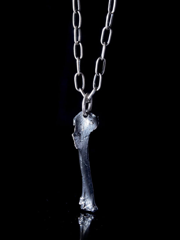 Silver Wing Bone Pendant with Silver Chain